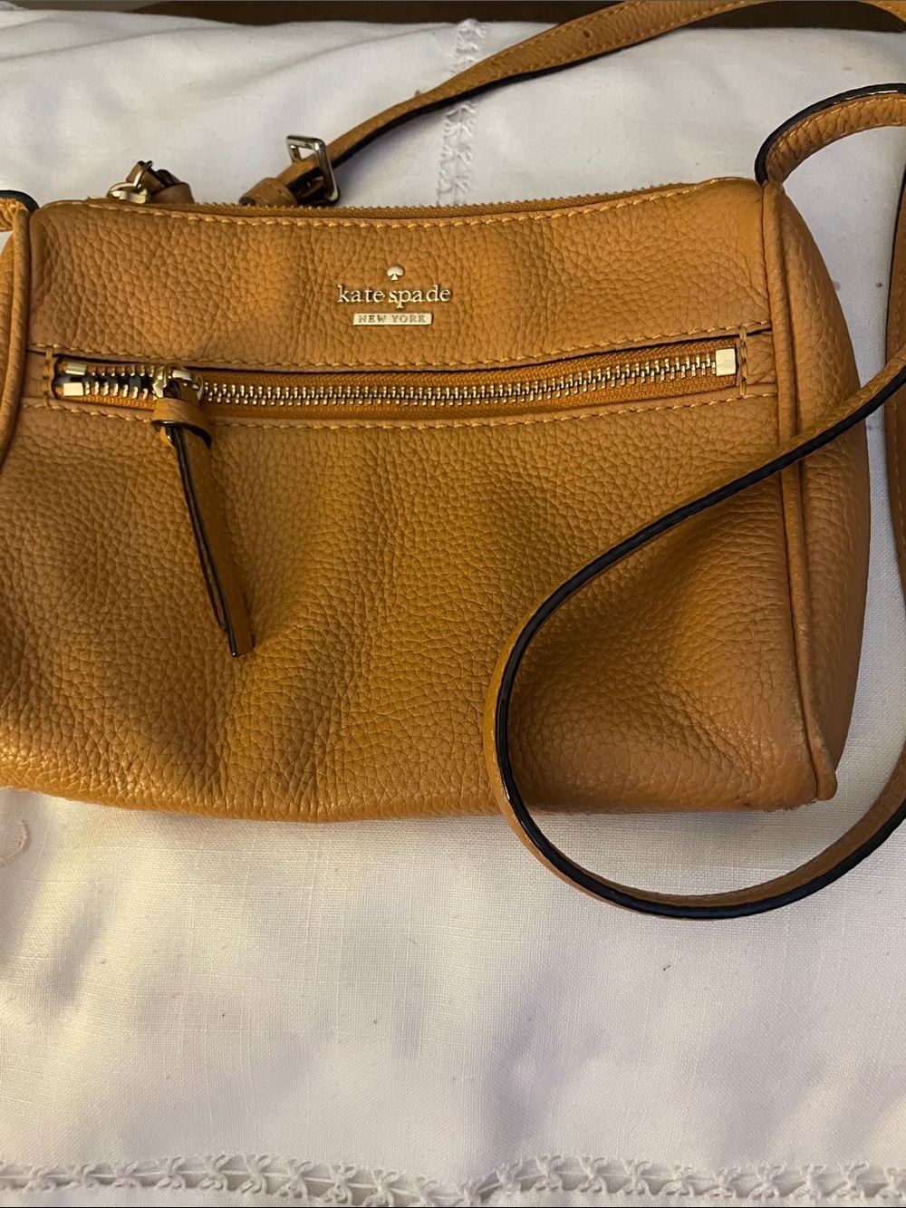 kate spade Tan Pebbled Leather Crossbody Bag  Adjustable Strap